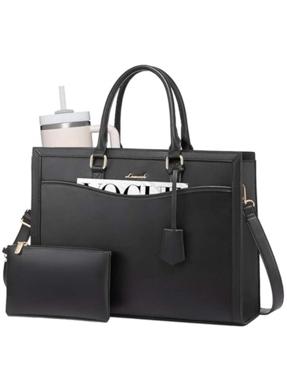 Women Leather Laptop Tote Bag Briefcase 15.6 Inch Computer Teacher Work Bag Set